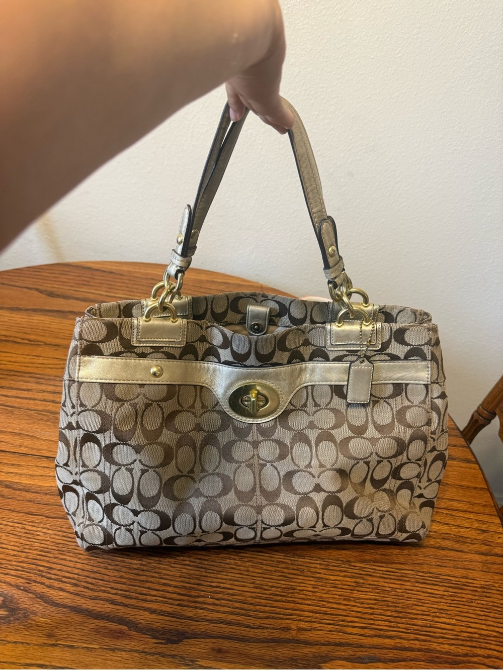 Vintage Coach Jacquard Tote gold clasps unique rare